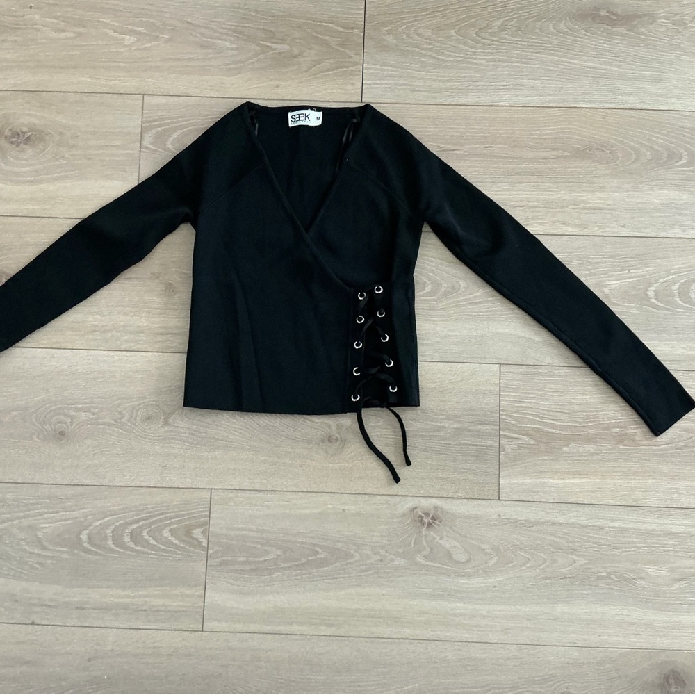 Black Lace-Up Women's top